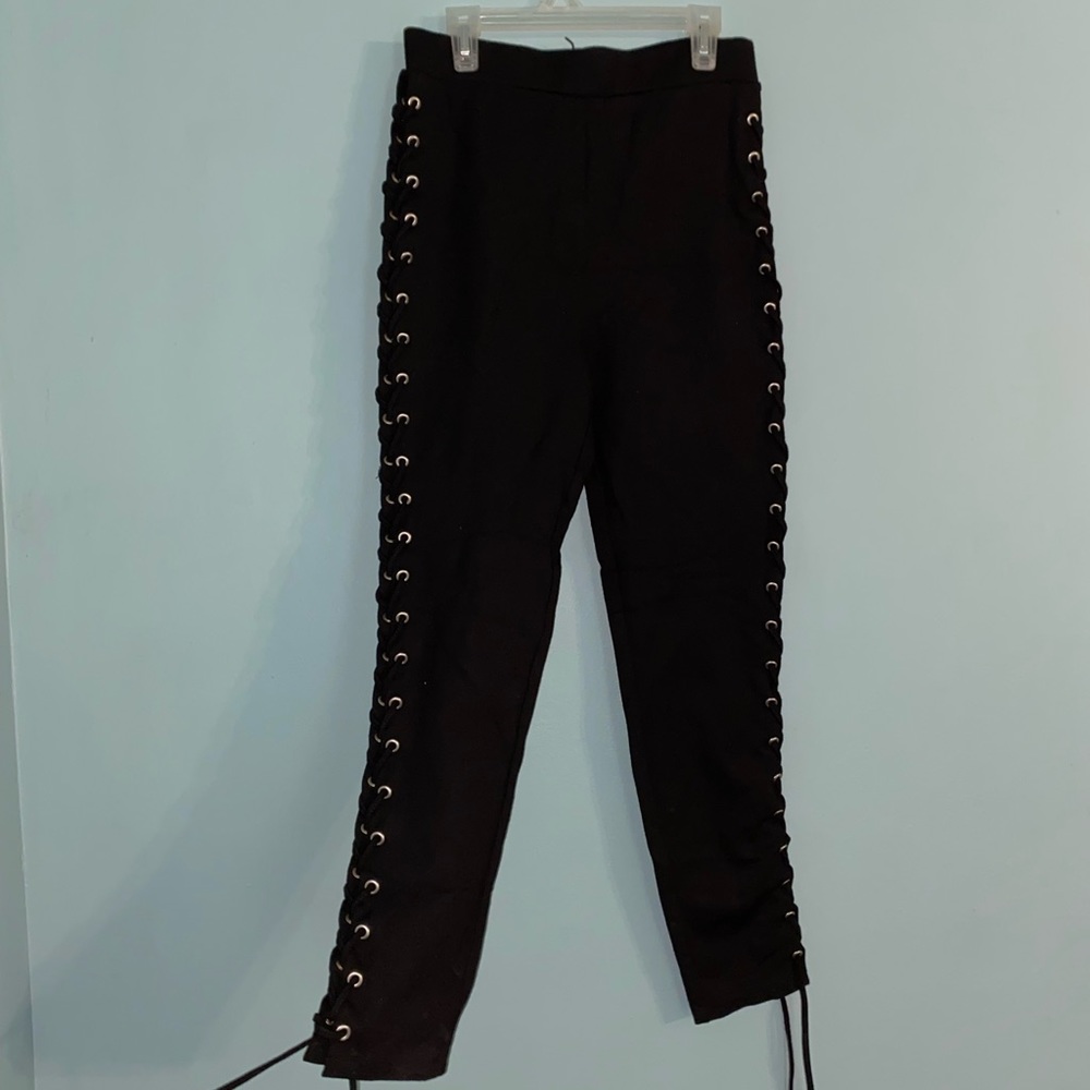 NUDE lace up leggings